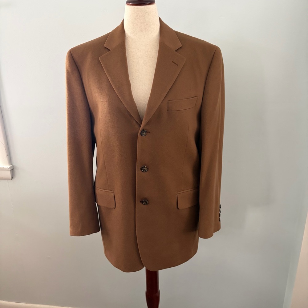 Jack Victor Cashmere Loro Piana Italian Single Breasted Dark Camel Blazer